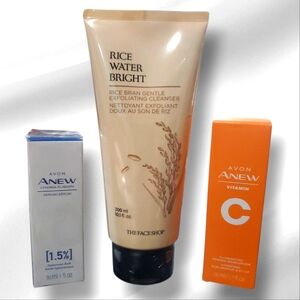 Avon Lot Of 3 Anew Hydra Fusion Vitamin C Moisturizer Rice Water Bright Cleanser